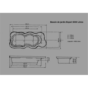 Bassin de jardin Préformé Expert 9000L schema
