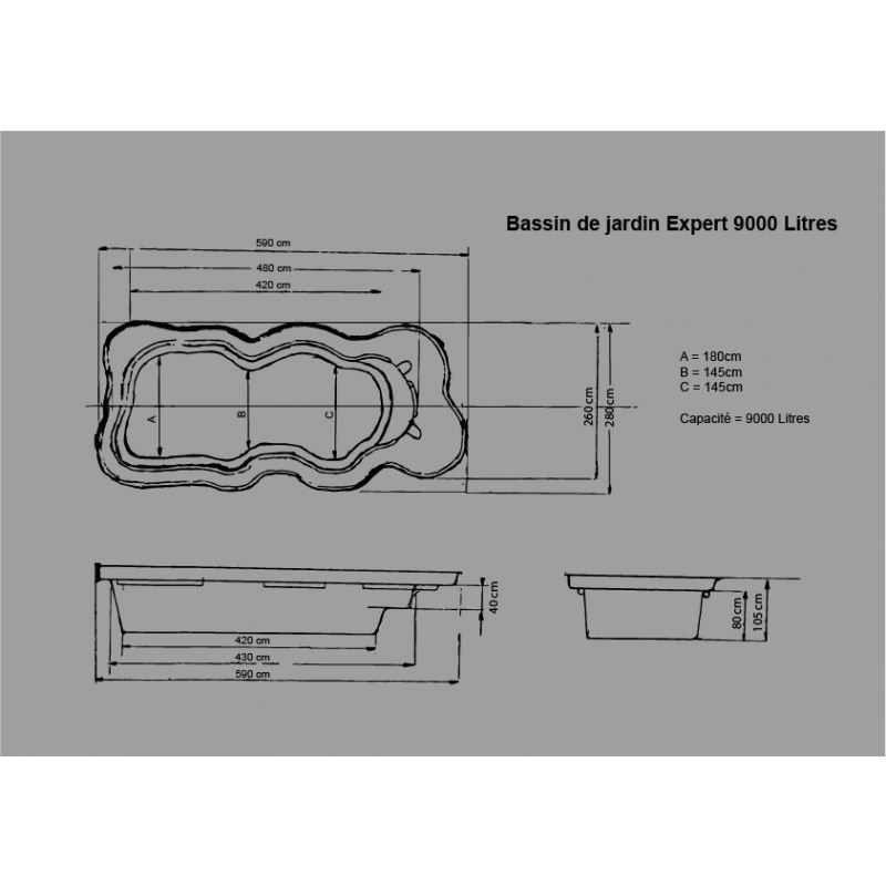 Bassin de jardin Préformé Expert 9000L schema