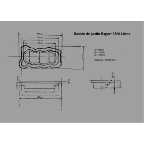 Bassin de jardin Préformé Expert 3800L schema