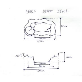 Bassin de jardin Préformé Expert 3600L Granité schema