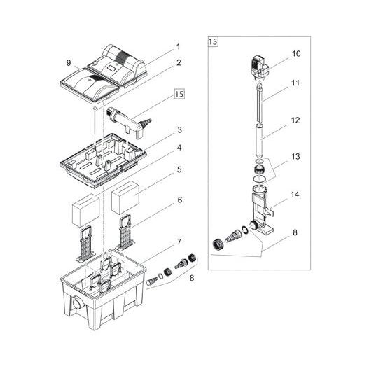 Schema 2 Filtration bassin BioSmart Set 14000 filtre gravitaire Oase