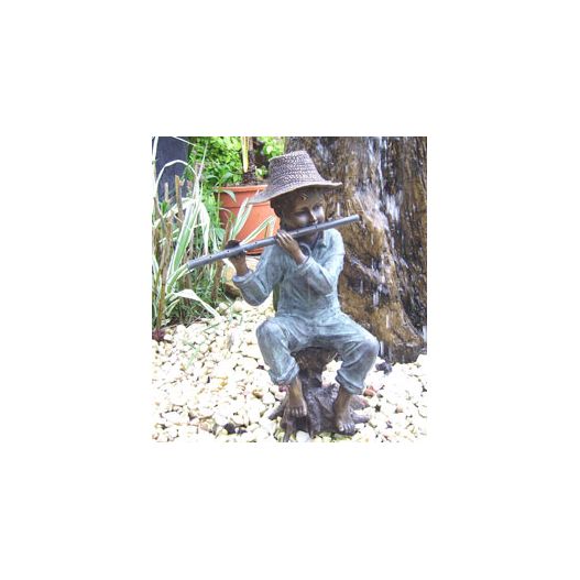 Déco jardin Joueur de Flûte en bronze